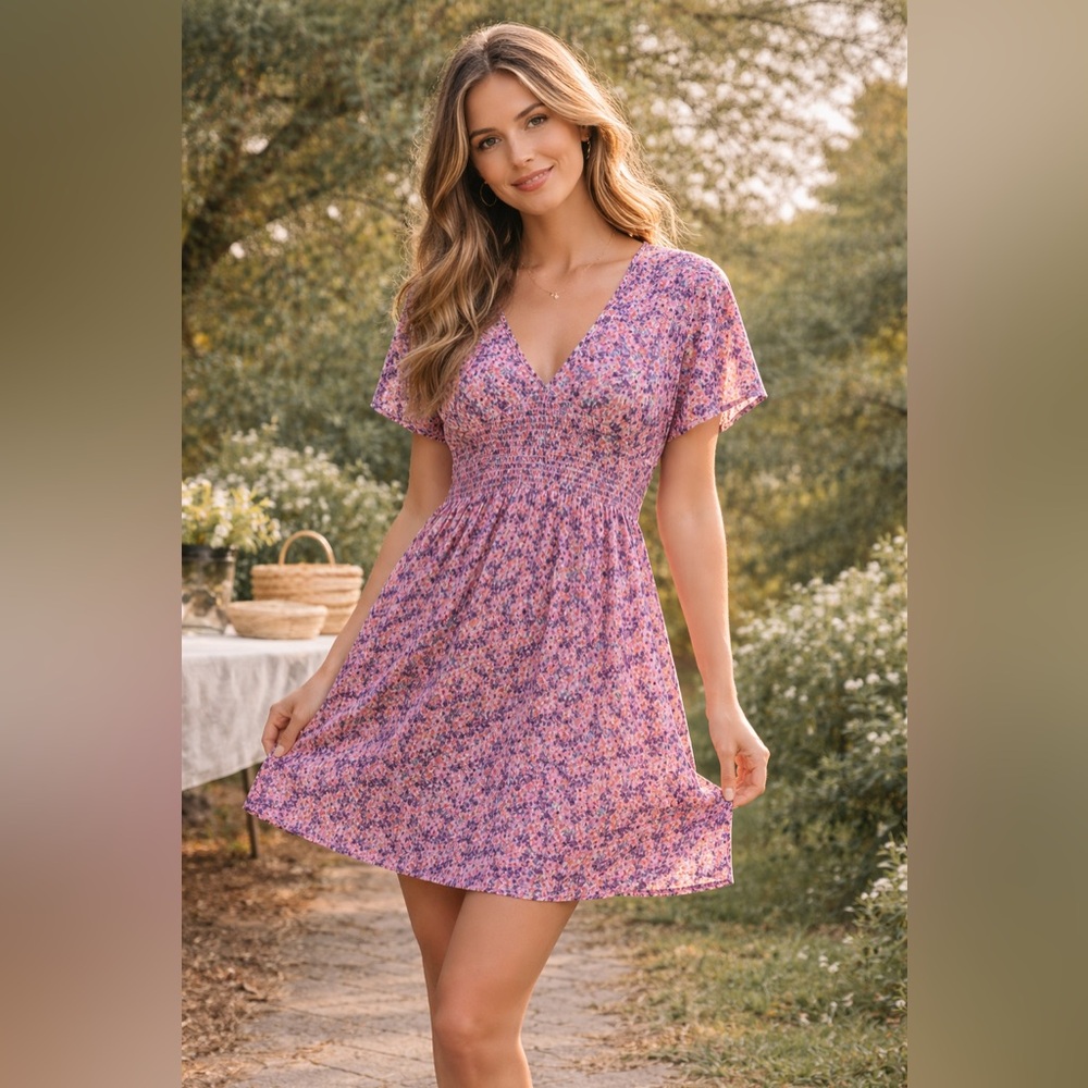 Floral v-neck summer dress